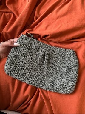 Gorgeous vintage mid-century modern hand-crocheted cocktail evening clutch bag